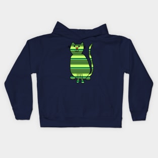 Cat Green Stripes Animals Kids Hoodie